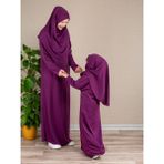 Dua' İs Anne Kız Kombin Namaz Elbisesi (Mürdüm) ADET FİYATIDIR - 8 - 9 Yaş