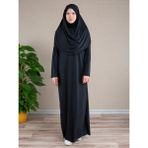 Dua' İs Başörtülü Pratik Tek Parça Namaz Elbisesi - 001 Siyah