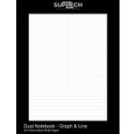 Dual Notebook - Graph and Line: 4 x 4 (Quad Ruled) 1/4" Scale Graph and Line Paper, 100 (50 Front and Back) 8.5" x 11" White Pages with Grey Grids (Suplitech Office & School Essentials, Band 7)