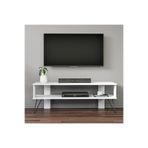 Duama TV Sehpası – Metal Ayaklı, Açık Raflı Tasarım, 120 cm, Beyaz