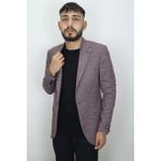 Duayen Fistan Store Erkek Bordo Kırçıllı Italyan Kesim Dar Kalıp Tek Düğme Blazer Ceket - 48