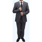 Duayen Fistan Store Erkek Füme Desenli Italyan Kesim Dar Kalıp Çift Düğmeli Yelekli Takım Elbise - 52 / 6
