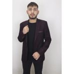 Duayen Fistan Store Erkek Italyan Kesim Dar Kalıp Tek Düğme Yazlık Blazer Ceket - Bordo - 46