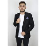 Duayen Fistan Store Erkek Siyah Düz Italyan Kesim Dar Kalıp Tek Düğme Blazer Ceket - 50