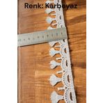 DUAYEN güpür dantel kar beyaz püskül saçaklı intikal desen 1 metre