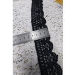 DUAYEN güpür dantel siyah tül üzeri işleme ekvan kenar desen 1 metre