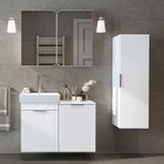 Dubai Mdflam Sepetli Banyo Dolabı Seti, Lavabolu Alt Dolap + Aynalı Banyo Üst Dolabı + Boy Dolabı Beyaz