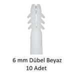 Dübel, 6 mm Beyaz Dübel, 10 Adet