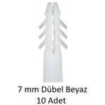 Dübel, 7 mm Beyaz Dübel, 10 Adet