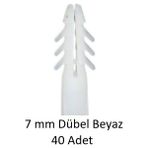 Dübel, 7 mm Beyaz Dübel, 40 Adet
