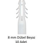 Dübel, 8 mm Beyaz Dübel, 10 Adet