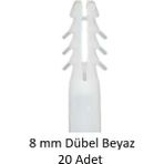 Dübel, 8 mm Beyaz Dübel, 20 Adet