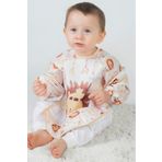 dubi baby Püskül Aslan Desen Bebek Mama Önlüğü Kollu Sıvı Geçirmez