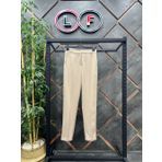 Duble Paça Beli Lastikli Bej Pantolon