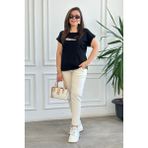 Duble Paça Beli Lastikli Pantolon - Taş