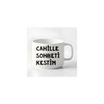 Duble Türk Kahvesi Fincanı & Espresso Cahille Sohbeti Kestim ''göndermeli'' 180 ml - Beyaz