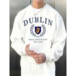 Dublin Irlanda Mektup Desen Sonbahar Erkekler Kazak Moda Bisiklet Yaka Kazak Hip Hop Giysiler - Beyaz