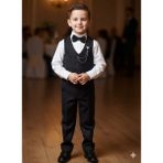 Dublino Kids Erkek Çocuk Smokin Takım Elbise Yelekli Papyonlu - 2 Yaş - Siyah