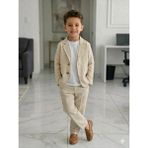 Dublino Kids Erkek Çocuk Takım Elbise (Ceket, Tişört ve Ipli Pantolon) Krem - 4 Yaş