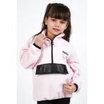 Dublino Kids Kız Çocuk Polar Dik Yaka Yarı Fermuarlı Sweatshirt Hırka Ceket - Toz Pembe - 5 Yaş