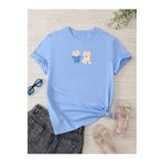 DUBU BUTİK Hamile Gebe T-shirt Çocuklar Baskılı - Bebe Mavisi Bisiklet Yaka Oversize Tişört