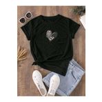 DUBU BUTİK Hamile Gebe T-shirt Mama Kalp Baskılı - Siyah Bisiklet Yaka Oversize Tişört
