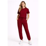 DUBU BUTİK Kırmızı Basic Eşofman Tişört Takım
