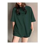 DUBU BUTİK Thousand Süprem Nefti Yeşil T-shirt - Siyah Baskılı Oversize Bisiklet Yaka Kısa Kol Tişört