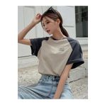 DUBU BUTİK Vocation Parçalı Süprem T-Shirt - Bej Füme Baskılı Oversize Bisiklet Yaka Kısa Kol Tişört