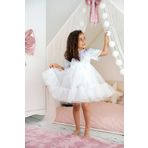 DUCA KIDS Parıltılı Fiyonklu Beyaz Düşler Elbisesi