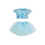 DUCA KIDS Parıltılı Pullu Crop Ve Kabarık Tütü Etek Ikili Takım Turkuaz 4 Yaş