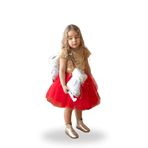 DUCA KIDS Parıltılı Pullu Crop ve Kırmızı Renkli Kabarık Tütü Etek/Özel Yılbaşı Seti Gold-Kırmızı 6 Yaş