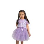 DUCA KIDS Parıltılı Pullu Crop Ve Yıldız Baskılı Tütü Etek Ikili Takım Mor 3 Yaş