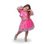 DUCA KIDS Parıltılı Pullu Etek ve Krop İkili Takım Pembe 8 Yaş