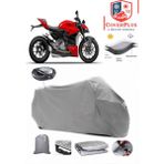 Ducati Streetfighter V2 Branda Gri Arka Çanta Uyumlu(Topcase) Motosiket Brandası Motor Örtüsü Çadır Su Geçirmez Motosiklet Kılıfı Motor Brandası,lastikli,taşıma Torbalı