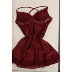 Duchesse 137 Kadın Pijama Takımı, Dantelli Saten, Bordo, S Beden