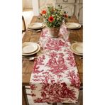 Duck Kumaş Fransız Köylü Desenli Runner - Kırmızı Beyaz Toile De Jouy Masa Örtüsü 150x37 cm Kırmızı 150 x 35