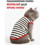 Dudaktan Kalbe Kedi Kıyafeti Atleti - Çizgili Sevimli Tasarımlar )1kg 10 kg Arası ) - XL