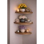 DUDECOR 3 lü Duvar Rafı (20 cm) – Salon ve Oturma Odaları İçin Şık Köşe Rafı