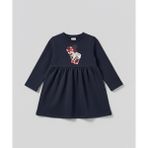 Dudese Minnie Mouse Işlemeli Siyah Kız Çocuk Uzun Kollu Kışlık Elbise - 4 - 5 Yaş