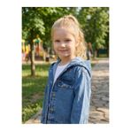 DUDOR KİDS Kız Çocuk Kapşonlu Nakışlı Kot Ceket-Jeans Ceket/Kot Mont-Jeans Mont-Bayramlık