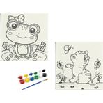 Dudu Ahşap Anaokulu İlkokul Etkinliği 2'li Tuval Boyama Seti 20 x 20 cm Uv Baskı + 6 Akrilik Boya + 1 Fırça Model 11