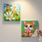 Dudu Ahşap Anaokulu İlkokul Etkinliği-2'li Tuval Boyama Seti. 20X20 cm Uv Baskı + 6 Akrilik Boya + 1 Fırça-Model-60