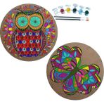 Dudu Gift 2’li Mandala Boyama Seti- 2 Desenli Plaka-6 Renk Akrilik Boya-2 Adet Fırça - set13 - 20 x 20 cm