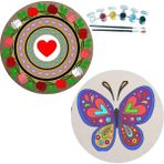 Dudu Gift 2'li Mandala Boyama Seti Aile Etkinliği 2 Ham Mdf Plaka 6 Renk Boya 2 Fırça Model 26