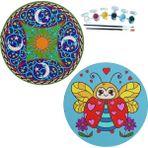 Dudu Gift 2'li Mandala Boyama Seti Aile Etkinliği 2 Ham Mdf Plaka 6 Renk Boya 2 Fırça Model 27