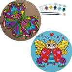 Dudu Gift 2'li Mandala Boyama Seti Aile Etkinliği 2 Ham Mdf Plaka 6 Renk Boya 2 Fırça Model 29