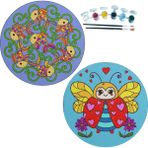 Dudu Gift 2'li Mandala Boyama Seti Aile Etkinliği 2 Ham Mdf Plaka 6 Renk Boya 2 Fırça Model 31