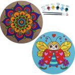 Dudu Gift 2'li Mandala Boyama Seti Aile Etkinliği 2 Ham Mdf Plaka 6 Renk Boya 2 Fırça Model 36