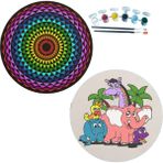Dudu Gift 2'li Mandala Boyama Seti Aile Etkinliği 2 Ham Mdf Plaka 6 Renk Boya 2 Fırça Model 50
